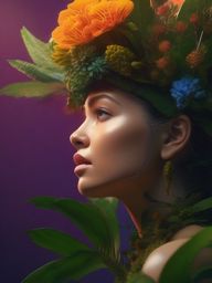 Sentient plant begins to communicate with botanist, revealing ancient secrets. hyperrealistic, intricately detailed, color depth,splash art, concept art, mid shot, sharp focus, dramatic, 2/3 face angle, side light, colorful background