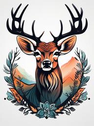 deer memorial tattoo  simple color tattoo,minimal,white background