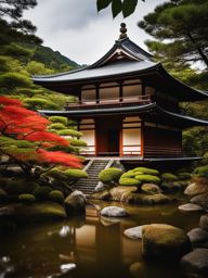 japanese zen temples, with tranquil gardens, grace the hills of kyoto, japan. 