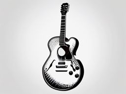 Guitar Tattoo - A rockin' guitar tattoo in the spotlight  few color tattoo design, simple line art, design clean white background