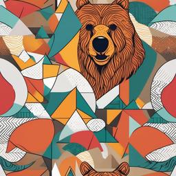 geometric tattoo bear  simple vector color tattoo