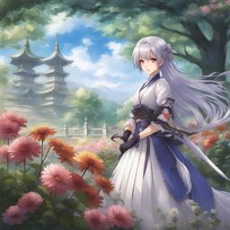 sakuya izayoi - manipulates time to engage in precise battles within tranquil, blooming gardens. 