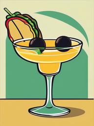 Taco clipart - taco with a margarita glass next to it  color,minimalist,vector clipart