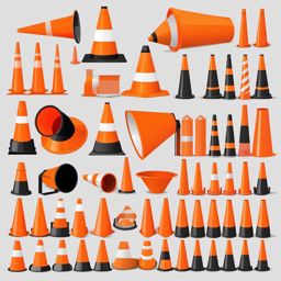 Traffic Cones clipart - Bright orange cones used to direct traffic around a construction zone., ,vector color clipart,minimal