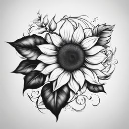 sunflower tattoo design black and white 