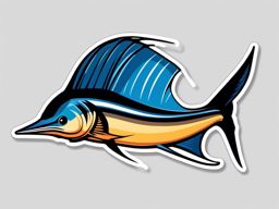 Sailfish Sticker - A swift sailfish with a distinctive sail-like dorsal fin, ,vector color sticker art,minimal