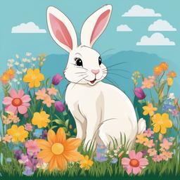 Easter Bunny clipart - Easter Bunny surrounded by flowers  