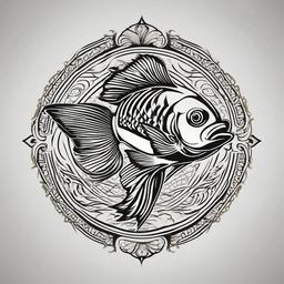 Fish Symbol Tattoos-Bold and symbolic tattoos featuring fish symbols, capturing themes of faith, spirituality, and aquatic life.  simple color vector tattoo
