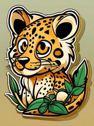 Leopard cartoon - spotted jungle cat  cartoon sticker style