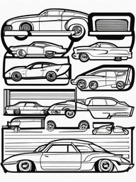 Cartoon Car Coloring Pages - Fun and Whimsical Car Designs  minimal black outline printable sheet, coloring page