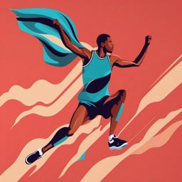 High Jump Athlete in Mid-Air Clipart - A high jumper in mid-air during a jump.  color vector clipart, minimal style