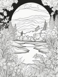 Earth Coloring Pages - Earth surrounded by greenery and flowers  simple coloring pages