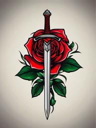 sword rose tattoo  simple vector color tattoo