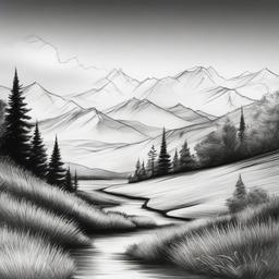 pencil sketches of nature scenery  minimal rough sketch scribbles,doodles,black and white