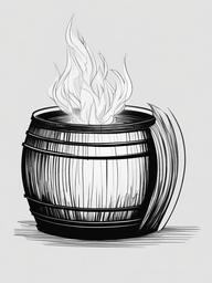 drawing of a fire in a barrel  minimal rough sketch scribbles,doodles,black and white