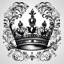 crown tattoo black and white design 