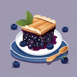 Blueberry Cobbler Clipart - A serving of warm blueberry cobbler.  color vector clipart, minimal style