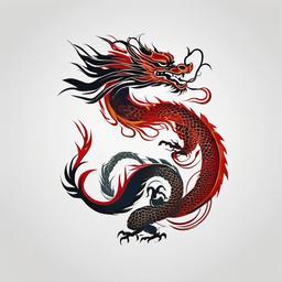 Small Chinese Dragon Tattoo - Petite and elegant Chinese dragon tattoo.  simple color tattoo,minimalist,white background