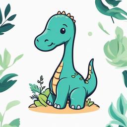 Cute Brachiosaurus Tattoo - Showcase the cuteness of a Brachiosaurus in an adorable and charming tattoo.  simple vector color tattoo,minimal,white background