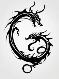 Unique Dragon Tattoo - One-of-a-kind and unique dragon tattoo design.  simple color tattoo,minimalist,white background