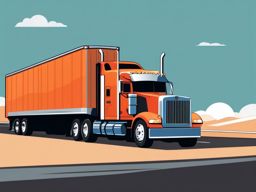 Semi-Truck Clipart - A semi-truck hauling cargo across the country.  color vector clipart, minimal style