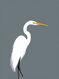 Great Egret Sticker - A great egret with elegant white feathers and long legs, ,vector color sticker art,minimal