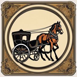 Horse Carriage Sticker - Vintage elegance, ,vector color sticker art,minimal