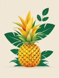 Pineapple Plant Clipart - A pineapple plant with a growing pineapple.  color vector clipart, minimal style