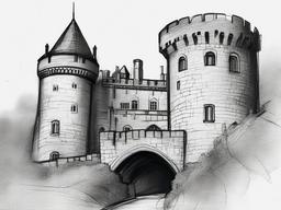 sketch of a castle  minimal rough sketch scribbles,doodles,black and white