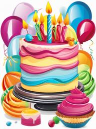 Birthday clipart - birthday cake with colorful frosting  