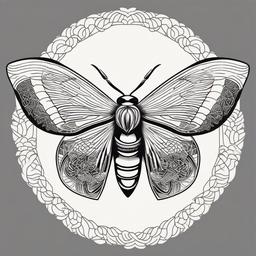 Japanese Moth Tattoo - Moth tattoo with Japanese design elements.  simple vector tattoo,minimalist,white background