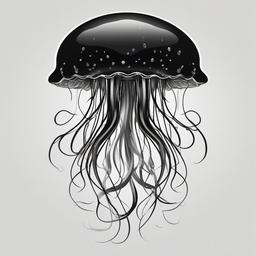 Black and Grey Jellyfish Tattoo - A refined and elegant grayscale jellyfish design.  minimalist color tattoo, vector