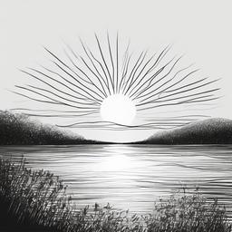 drawing of a rising sun  minimal rough sketch scribbles,doodles,black and white