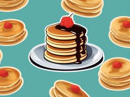 Pancake Stack Sticker - Stack up the fluffy goodness of pancakes, drizzled with maple syrup, , sticker vector art, minimalist design