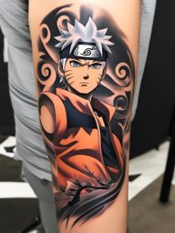 naruto tattoo inspired by the popular anime and manga series, featuring iconic characters. 