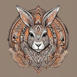 tribal bunny tattoo  minimalist color tattoo, vector