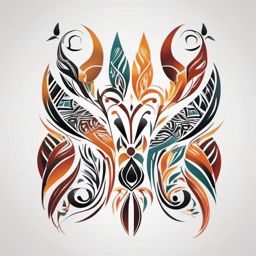 African Tattoo-Tribal patterns tattoo with African wildlife silhouettes, showcasing cultural richness. Colored tattoo designs, minimalist, white background.  color tattoo style, minimalist, white background