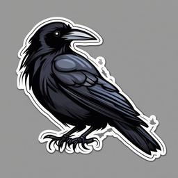 Raven cartoon - mysterious, black bird  cartoon sticker style