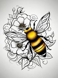 bumble bee flower tattoo  vector tattoo design