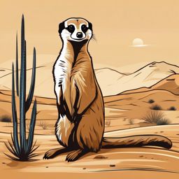 Meerkat clipart - Small, social mongoose in arid regions, ,vector color clipart,minimal