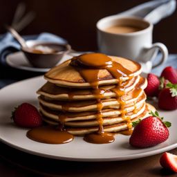 dulce de leche pancakes, an argentine twist on a classic, devoured at a bustling buenos aires café. 