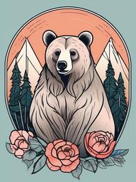 feminine mama bear tattoo  simple vector color tattoo