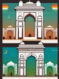 New Delhi clipart - India Gate and Jama Masjid in India, ,color clipart vector style