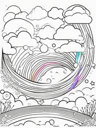 Rainbow Coloring Page - Rainbow splashed across a dreamy sky.  easy,simple,minimal,coloring pages,black and white outline