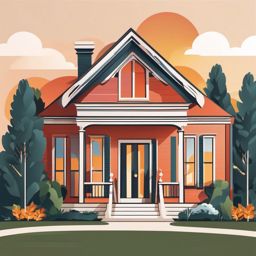 House Clipart - A welcoming house in the neighborhood.  color clipart, minimalist, vector art, 