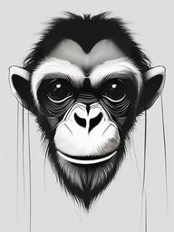 drawing of a spider monkey  minimal rough sketch scribbles,doodles,black and white