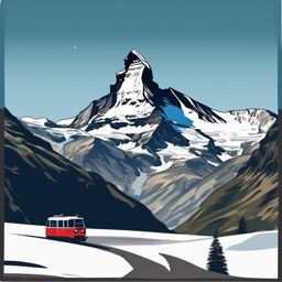 Matterhorn Zermatt sticker- Iconic mountain in the Swiss Alps near Zermatt, , sticker vector art, minimalist design