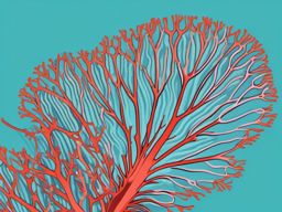 Gentle Sea Fan Coral Clip Art - A gentle sea fan coral in ocean currents,  color vector clipart, minimal style