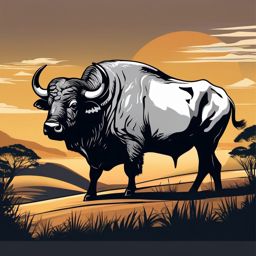 African Buffalo clipart - Powerful bovine found in Africa, ,vector color clipart,minimal