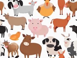 Farm Animal Companions clipart - Friendly farm animal companions, ,vector color clipart,minimal